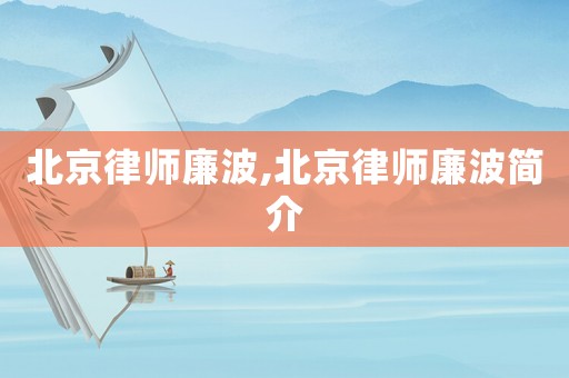 北京律師廉波,北京律師廉波簡介