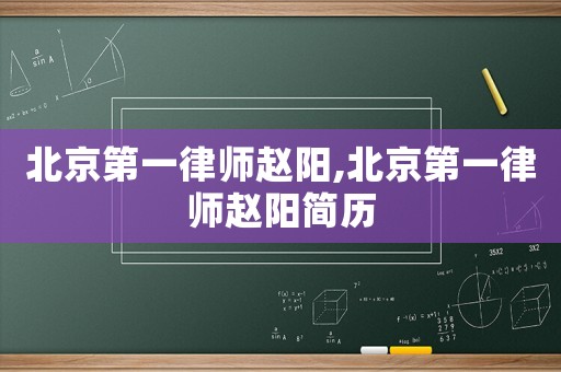 北京第一律師趙陽(yáng),北京第一律師趙陽(yáng)簡(jiǎn)歷