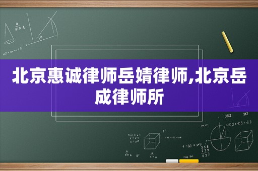 北京惠誠律師岳婧律師,北京岳成律師所