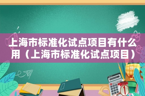 上海市標(biāo)準(zhǔn)化試點項目有什么用（上海市標(biāo)準(zhǔn)化試點項目）