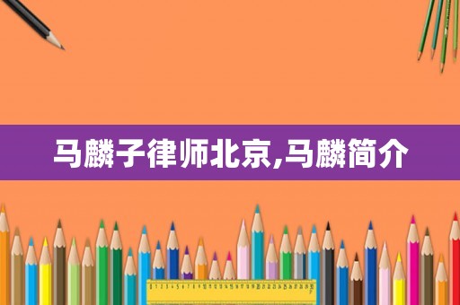 馬麟子律師北京,馬麟簡介