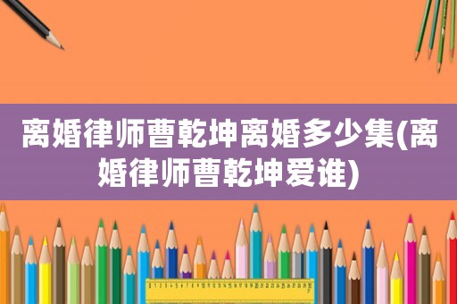 離婚律師曹乾坤離婚多少集(離婚律師曹乾坤愛誰)