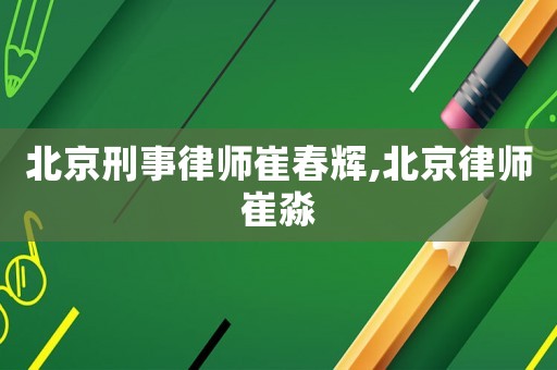 北京刑事律師崔春輝,北京律師崔淼