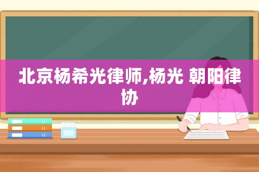 北京楊希光律師,楊光 朝陽律協