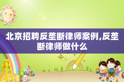 北京招聘反壟斷律師案例,反壟斷律師做什么