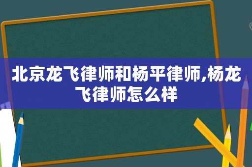 北京龍飛律師和楊平律師,楊龍飛律師怎么樣