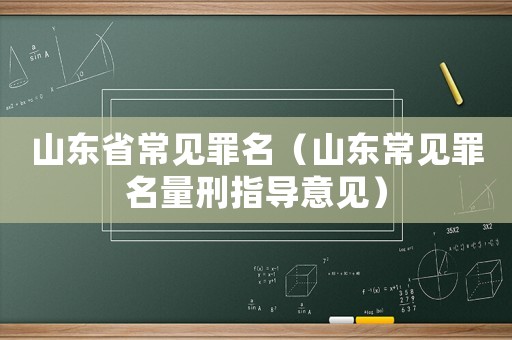 山東省常見罪名（山東常見罪名量刑指導意見）