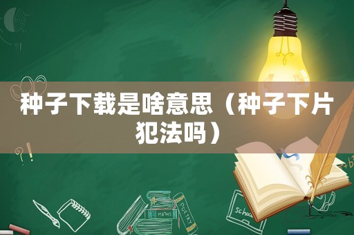 種子下載是啥意思（種子下片犯法嗎）