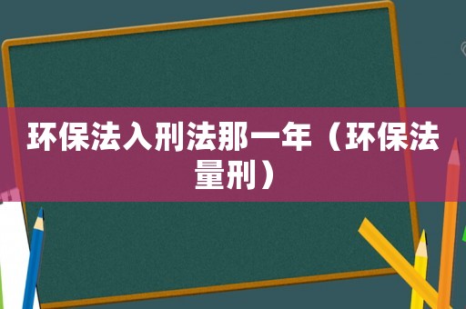 環保法入刑法那一年（環保法量刑）