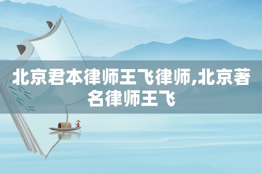 北京君本律師王飛律師,北京著名律師王飛