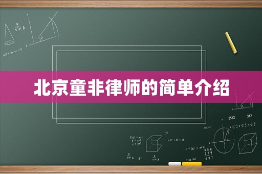 北京童非律師的簡單介紹