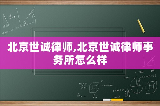 北京世誠律師,北京世誠律師事務所怎么樣