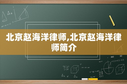 北京趙海洋律師,北京趙海洋律師簡介