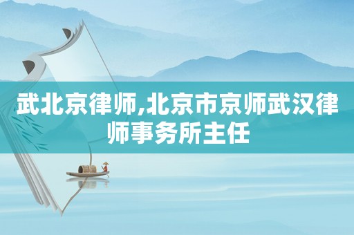武北京律師,北京市京師武漢律師事務所主任