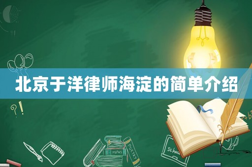 北京于洋律師海淀的簡單介紹