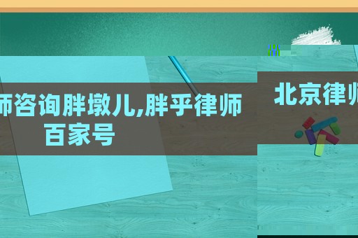 北京律師咨詢胖墩兒,胖乎律師百家號