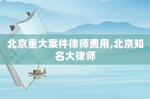 北京重大案件律師費用,北京知名大律師
