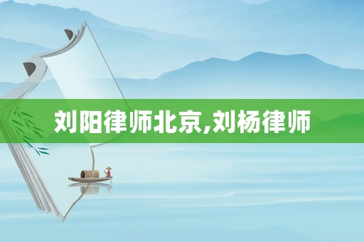 劉陽律師北京,劉楊律師