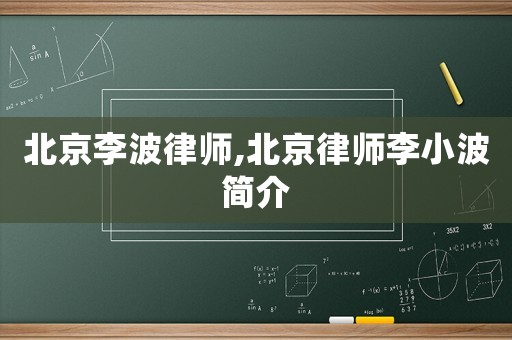 北京李波律師,北京律師李小波簡(jiǎn)介