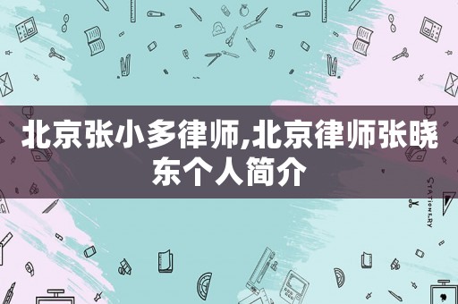 北京張小多律師,北京律師張曉東個人簡介