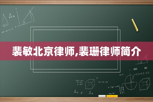 裴敏北京律師,裴珊律師簡(jiǎn)介