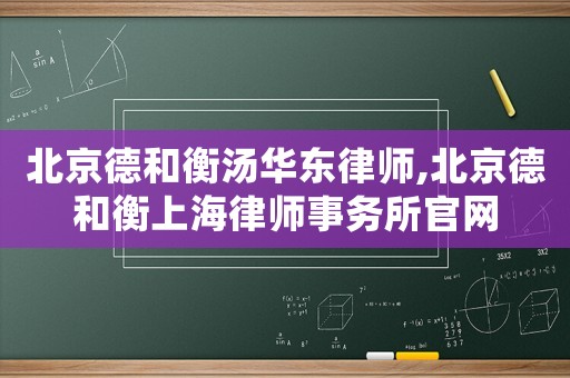 北京德和衡湯華東律師,北京德和衡上海律師事務所官網