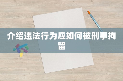 介紹違法行為應如何被刑事拘留