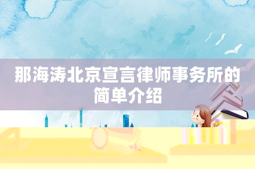 那海濤北京宣言律師事務所的簡單介紹
