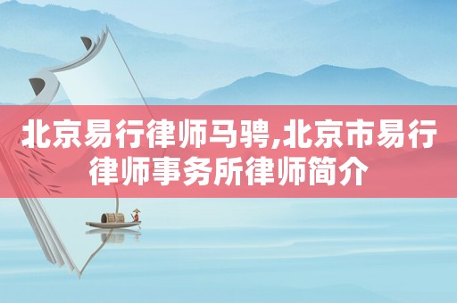 北京易行律師馬騁,北京市易行律師事務所律師簡介