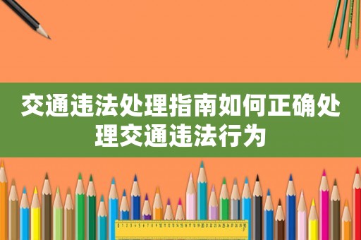 交通違法處理指南如何正確處理交通違法行為