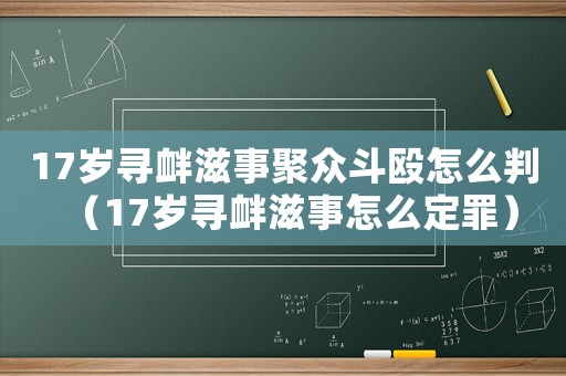 17歲尋釁滋事聚眾斗毆怎么判（17歲尋釁滋事怎么定罪）