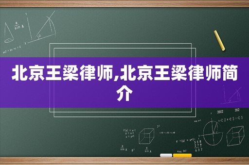 北京王梁律師,北京王梁律師簡介