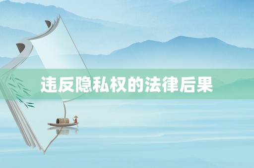 違反隱私權的法律后果