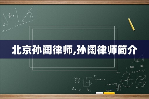 北京孫闊律師,孫闊律師簡介