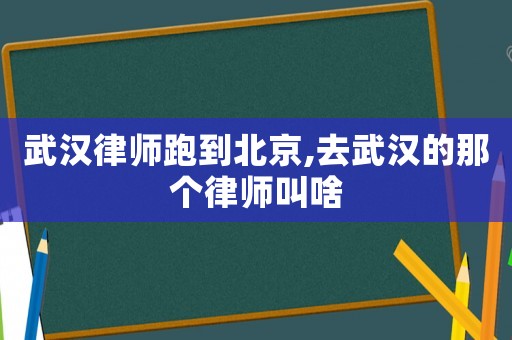 武漢律師跑到北京,去武漢的那個律師叫啥