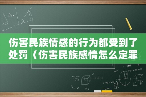 傷害民族情感的行為都受到了處罰（傷害民族感情怎么定罪）