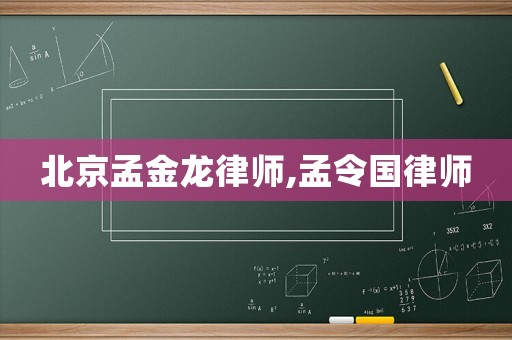 北京孟金龍律師,孟令國律師