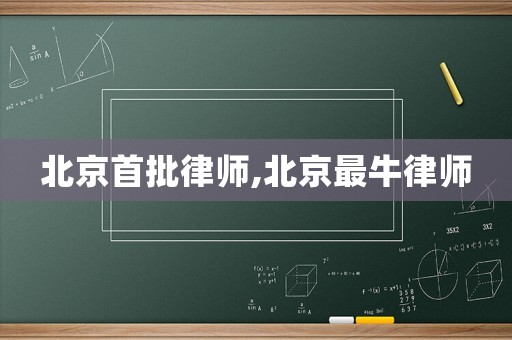北京首批律師,北京最牛律師