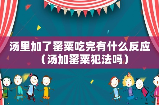 湯里加了罌粟吃完有什么反應（湯加罌粟犯法嗎）