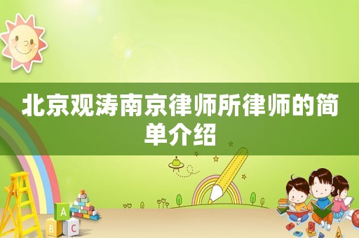 北京觀濤南京律師所律師的簡單介紹