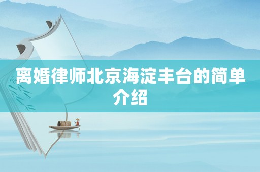 離婚律師北京海淀豐臺的簡單介紹
