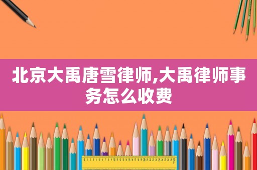 北京大禹唐雪律師,大禹律師事務怎么收費