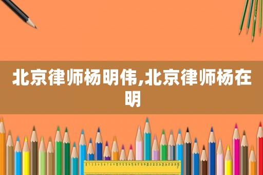 北京律師楊明偉,北京律師楊在明