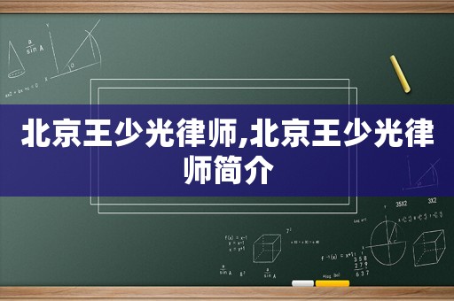 北京王少光律師,北京王少光律師簡介
