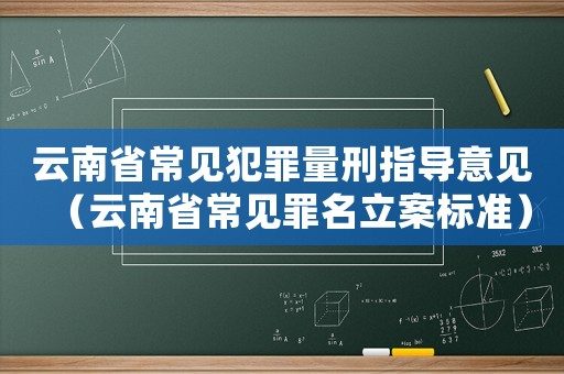 云南省常見犯罪量刑指導(dǎo)意見（云南省常見罪名立案標(biāo)準(zhǔn)）