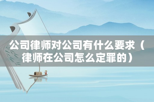 公司律師對公司有什么要求（律師在公司怎么定罪的）
