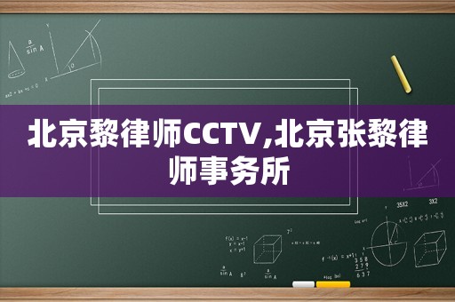 北京黎律師CCTV,北京張黎律師事務所