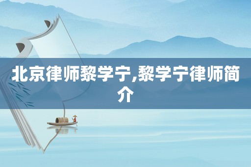 北京律師黎學寧,黎學寧律師簡介