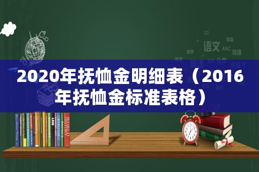 2020年撫恤金明細表（2016年撫恤金標準表格）