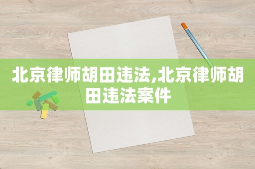 北京律師胡田違法,北京律師胡田違法案件